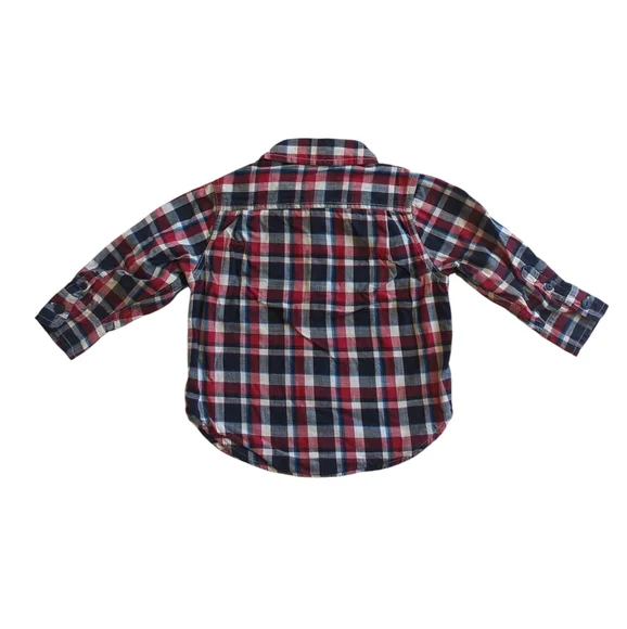 Baby Gap Plaid Lined Long Sleeve Button Down Shirt Toddler 18-24 Months Red Blue - Picture 8 of 12